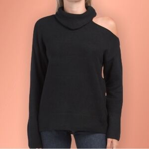 Vince Camuto White Turtle Neck Cut Out Sweater